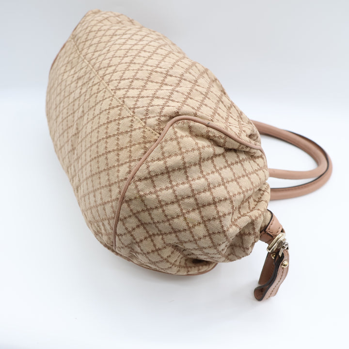Gucci GG Beige Diamante Canvas Sukey Satchel Handbag