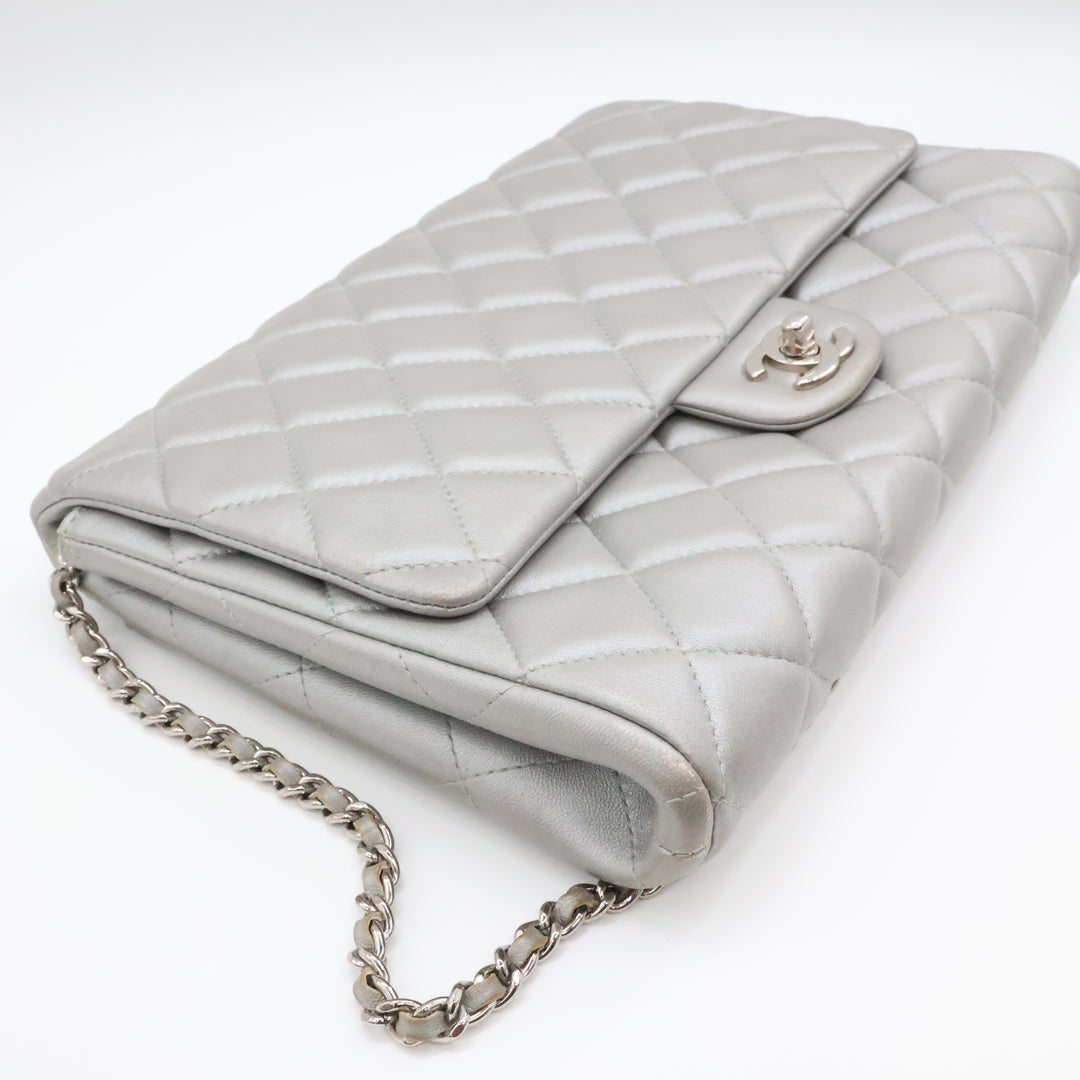 Chanel Lambskin Grey Timeless WOC Classic Flap Shoulder Bag