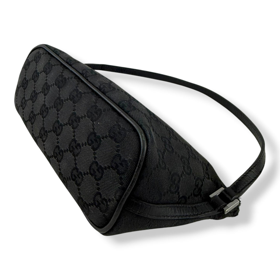 Gucci GG Supreme Black Boat Pochette Handbag