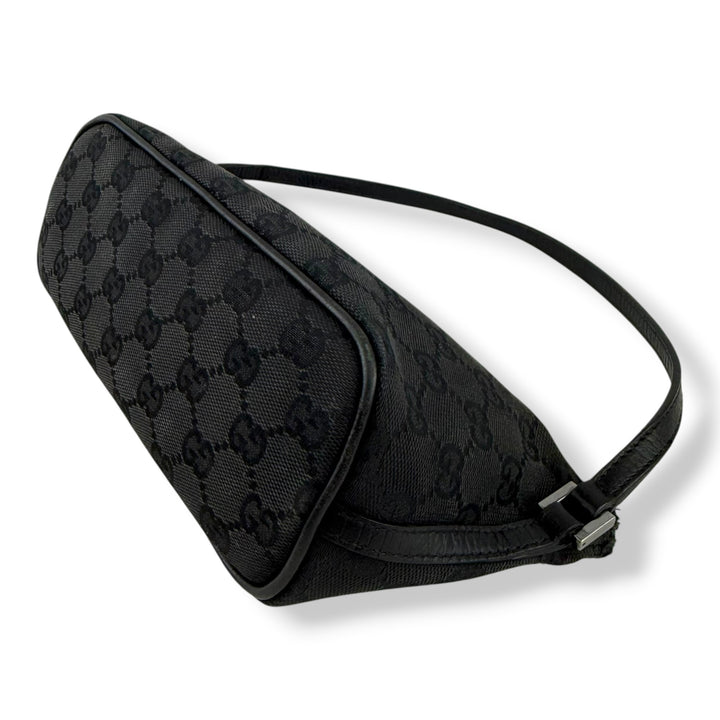Gucci GG Supreme Black Boat Pochette Handbag