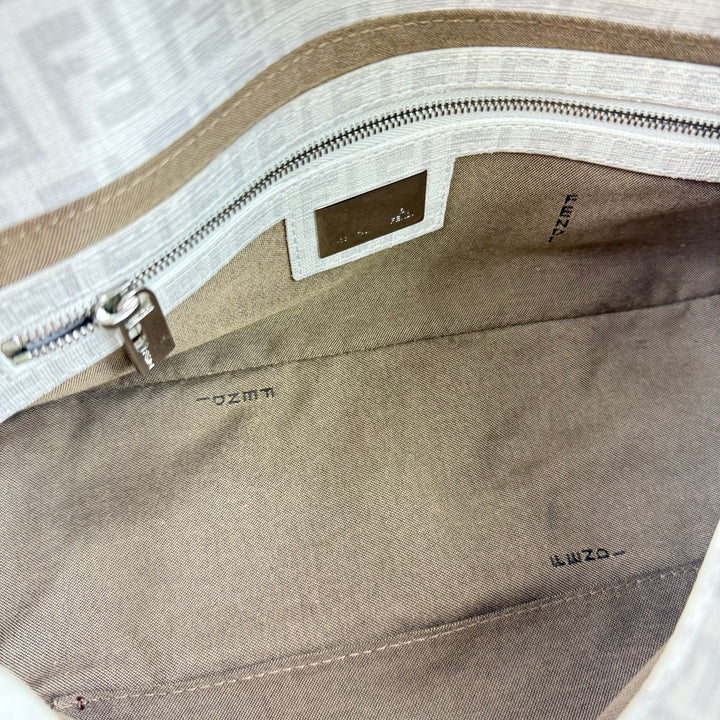 Fendi FF Zucchino Mamma Baguette Grey Handbag