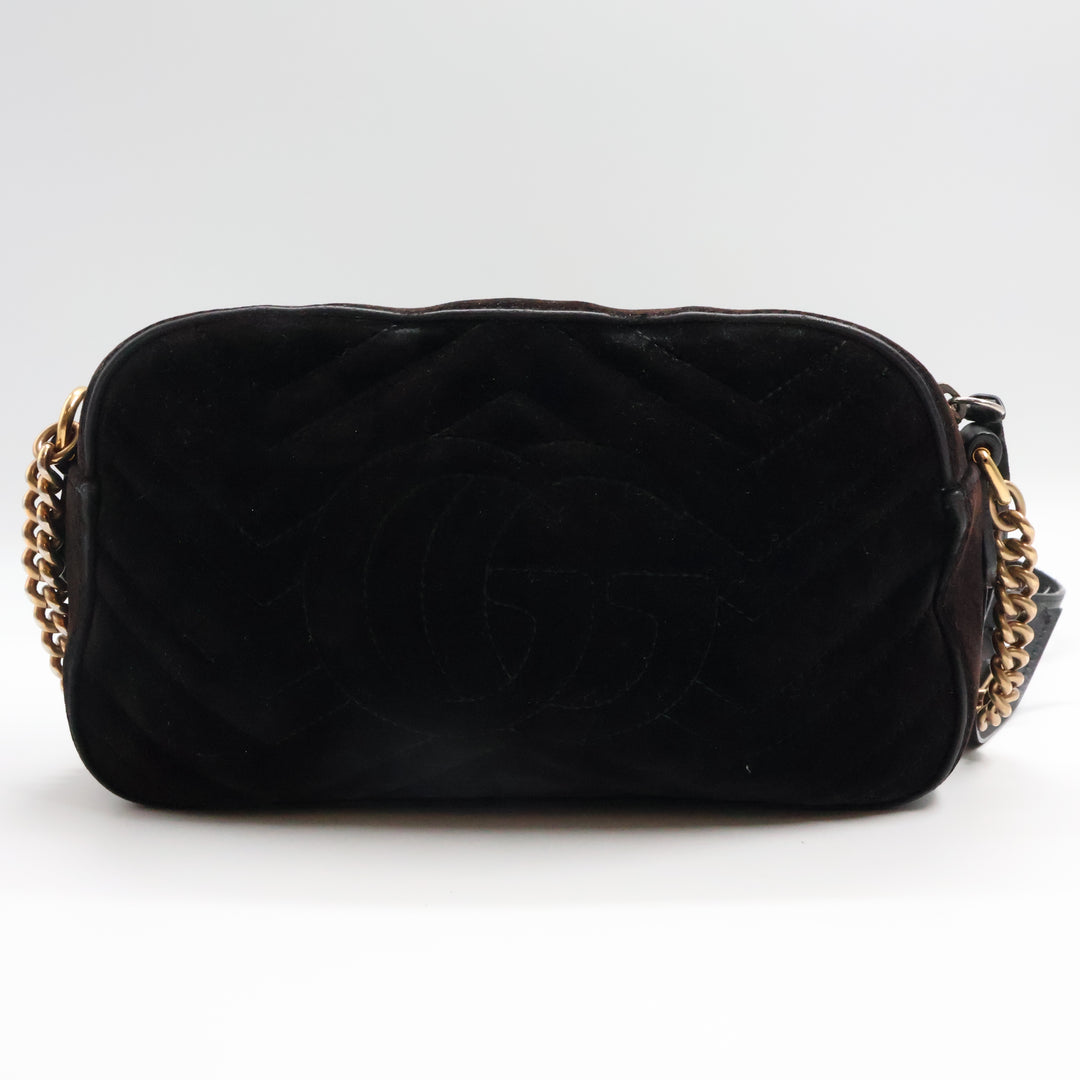 Gucci GG Marmont Black Velvet Small Camera Handbag
