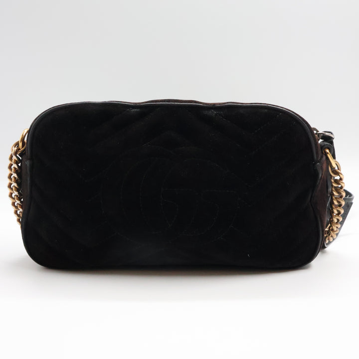 Gucci GG Marmont Black Velvet Small Camera Handbag