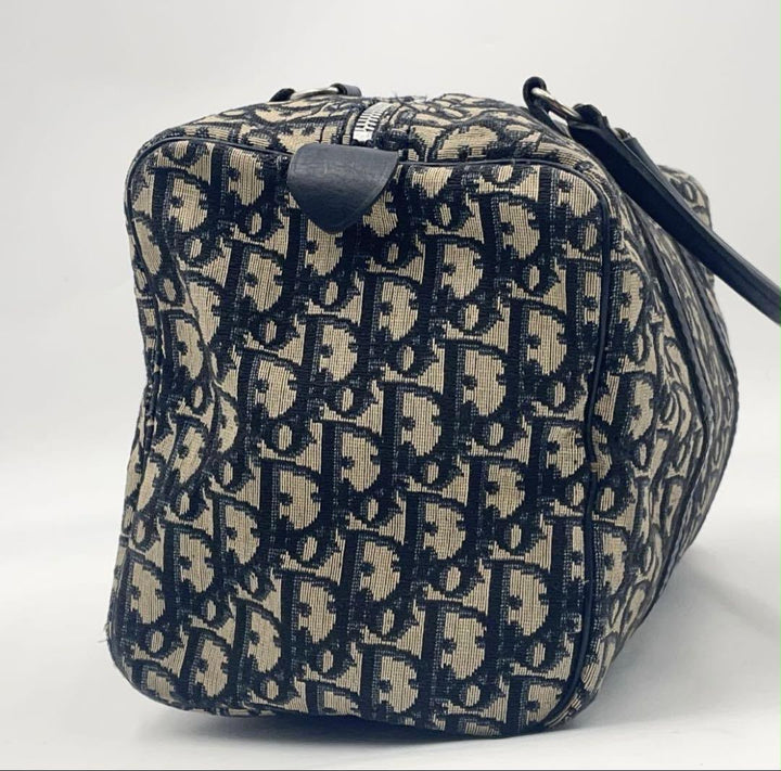 Christian Dior Boston 30 Monogram Oblique Beige/Navy Handbag