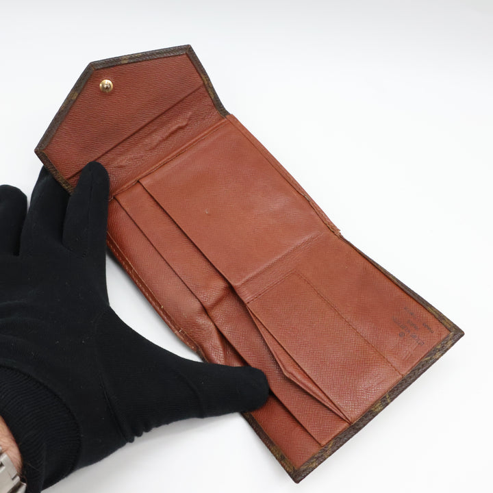 Louis Vuitton Vintage Brown Monogram V Flap Compact Bifold Wallet Purse Good/Very Good Condition