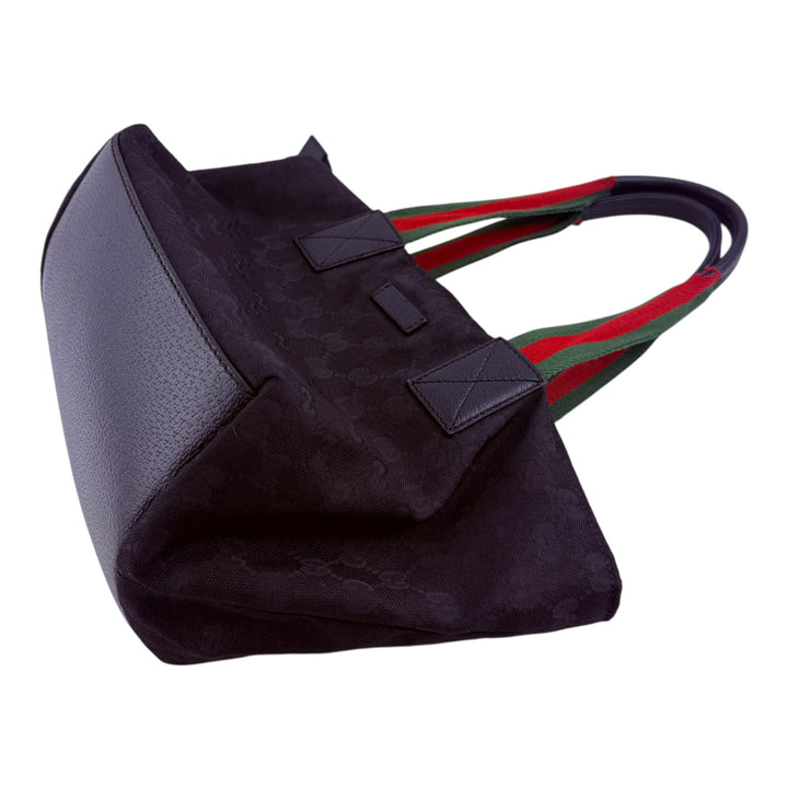 Gucci Sherry Tote Black GG Monogram Handbag