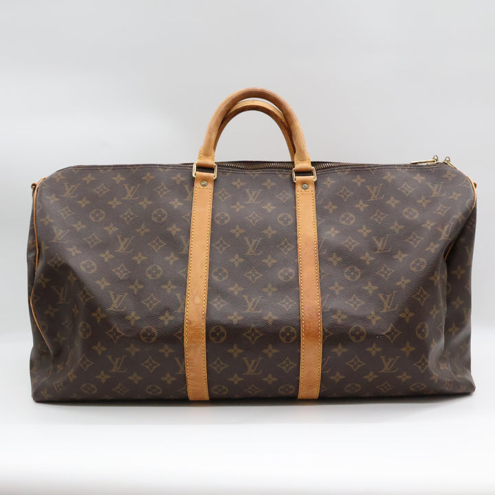 Louis Vuitton Bandouliere Vintage Brown Monogram 55 Keepall Duffle Bag