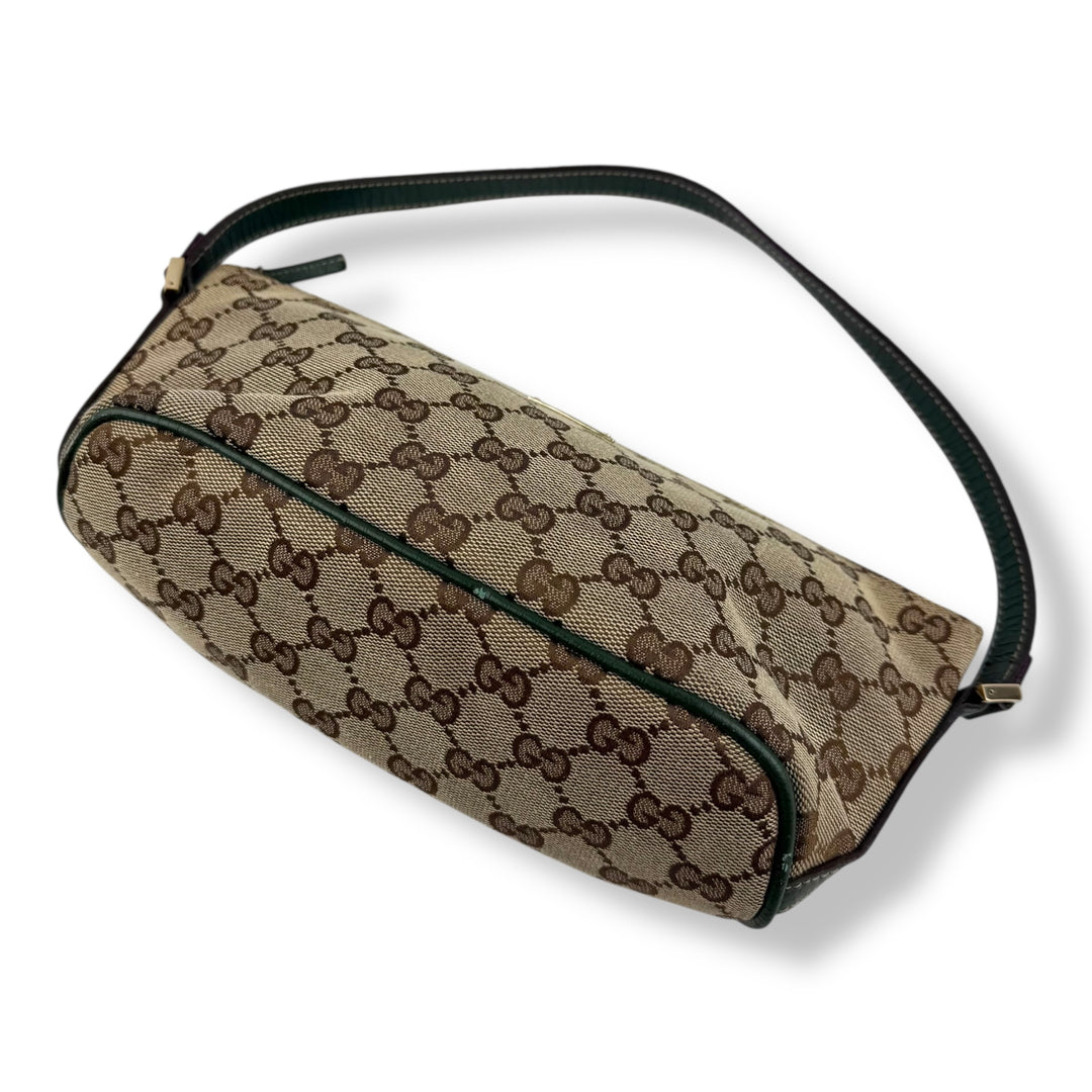 Gucci GG Supreme Beige/Purple/Green Boat Pochette Handbag