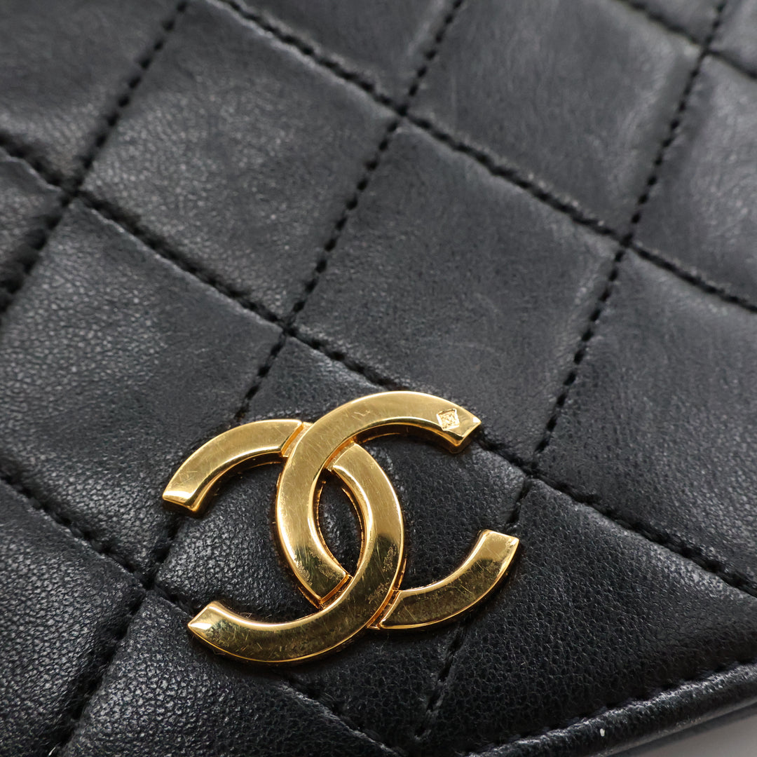 Chanel CC Mini Black Push Lock Single Flap Quilted Lambskin Shoulder Handbag