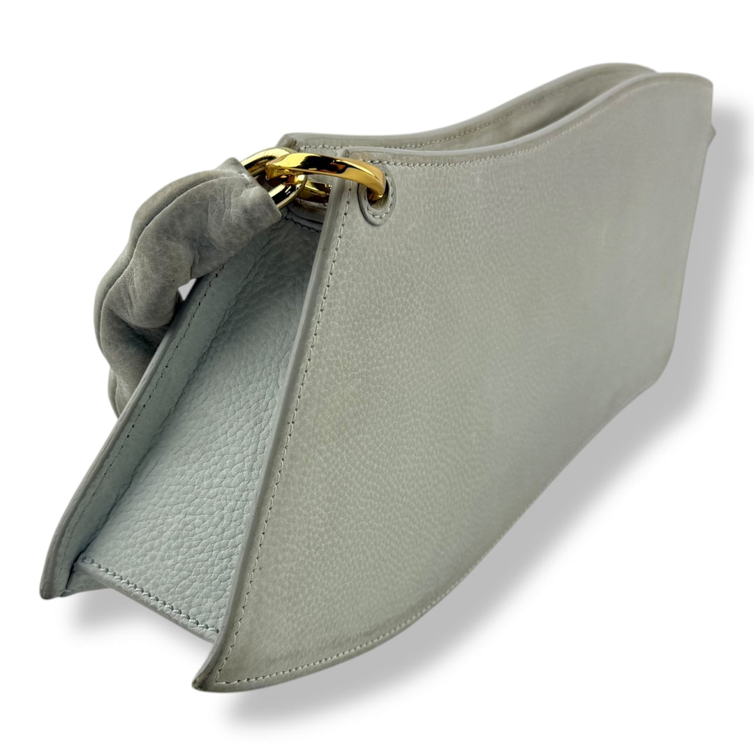 Jacquemus Vague Asymmetrical Grey Leather Shoulder Handbag