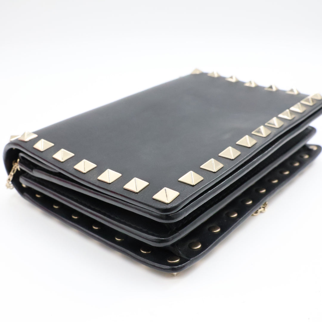 Valentino Garavani Stud Black Wallet on Chain Handbag