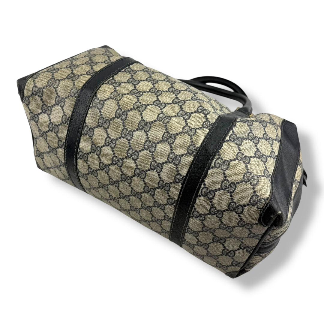 Gucci Beige/Navy Vintage GG Monogram Boston Canvas Bag