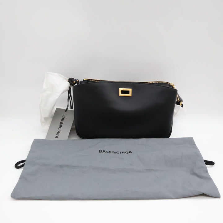 Balenciaga Black Leather Rodeo Sling Handbag
