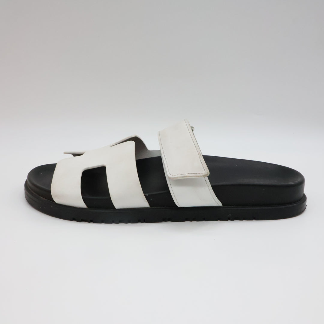 Hermes Chypre Black/White Sandals UK 5 EU 38