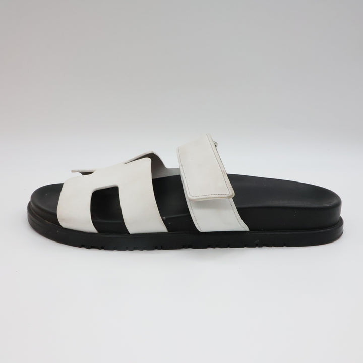 Hermes Chypre Black/White Sandals UK 5 EU 38