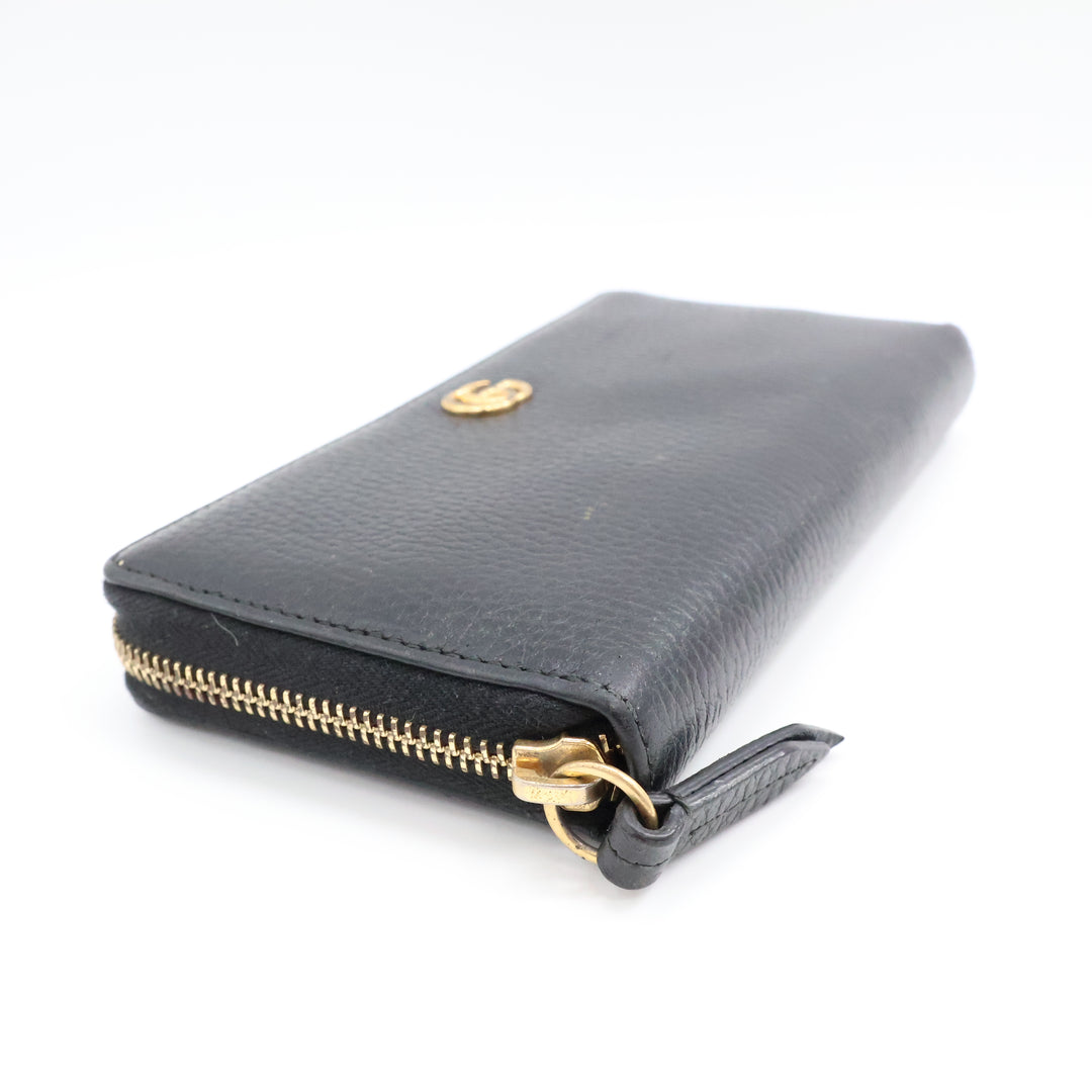 Gucci GG Black GG Marmont Zip Around Wallet