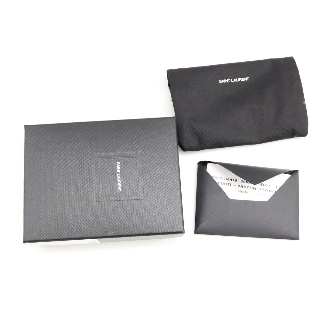 Saint Laurent YSL Cassandre Grey Quilted Leather Cardholder Purse
