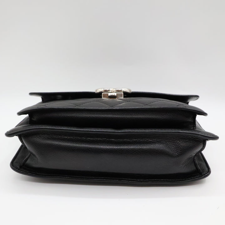 Chanel CC Black Caviar Box Flap Handbag