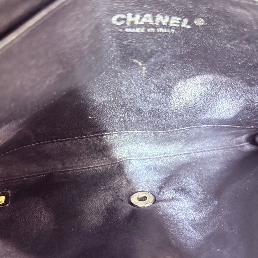 Chanel Black Patent Classic Flap Shoulder Handbag