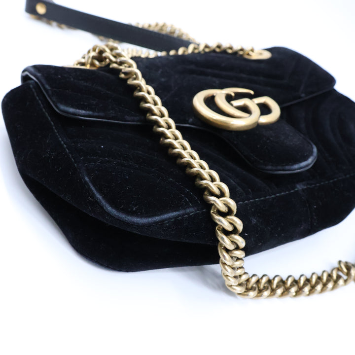 Gucci GG Marmont Black Velvet Mini Handbag