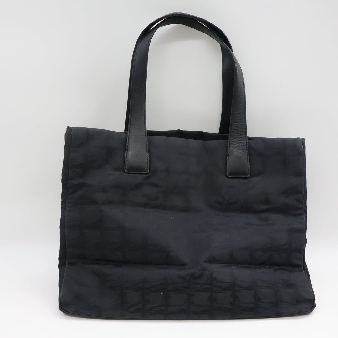 Chanel Black Travel Line Canvas Tote Handbag