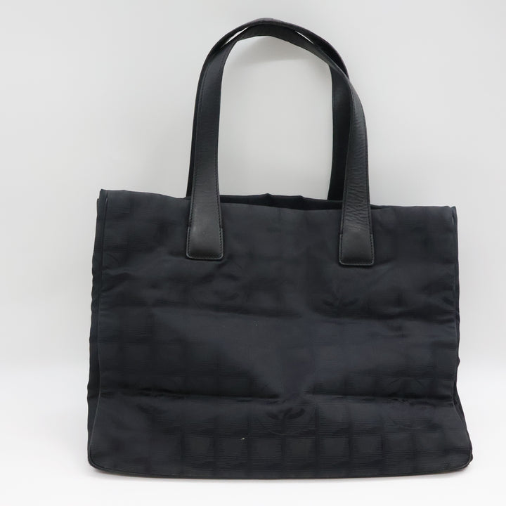 Chanel Black Travel Line Canvas Tote Handbag