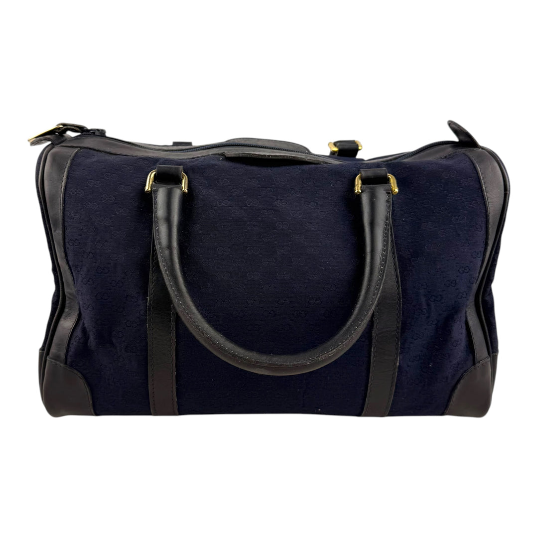 Gucci Navy GG Monogram Boston Canvas Bag