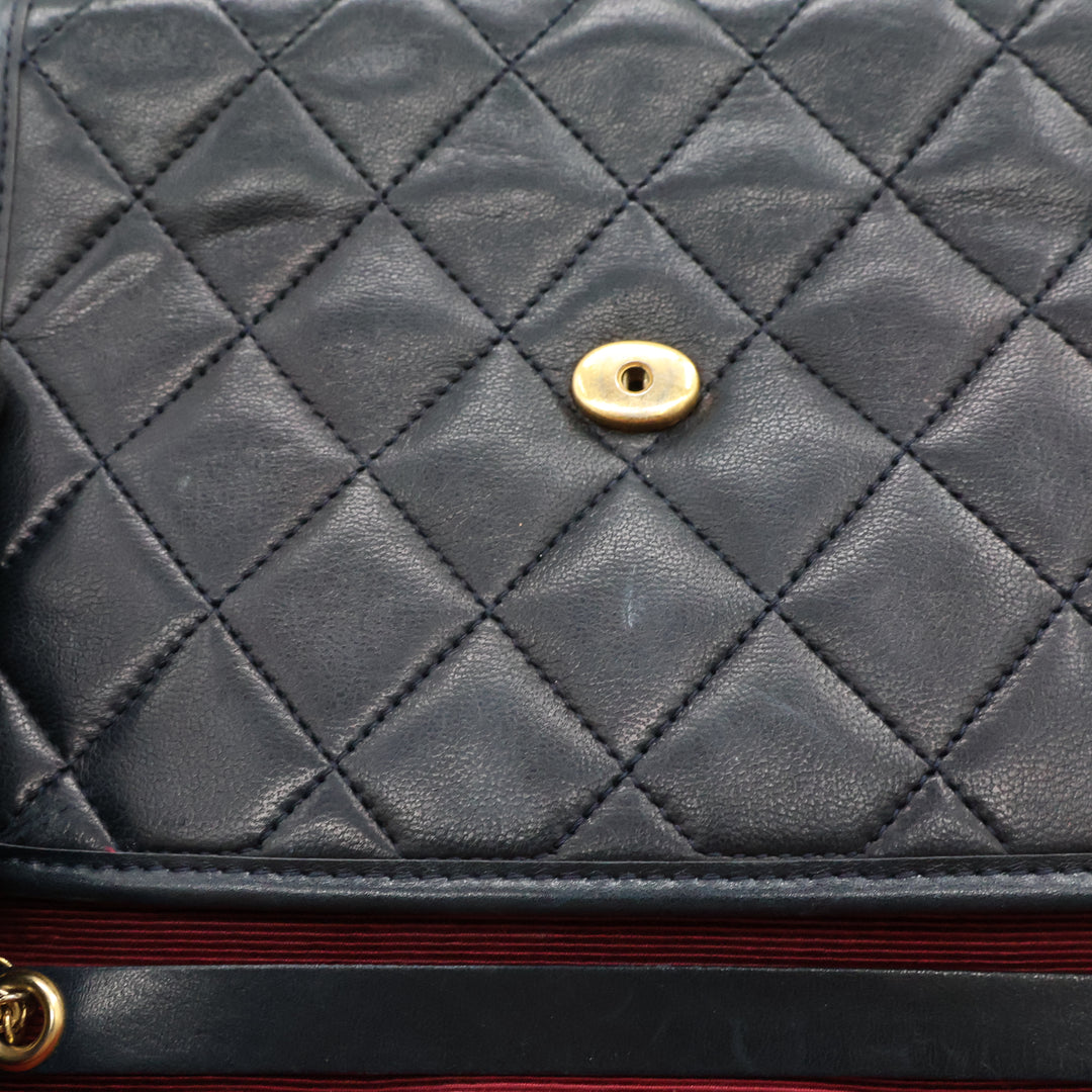 Chanel Navy Lambskin Vintage Mini Matelasse Handbag