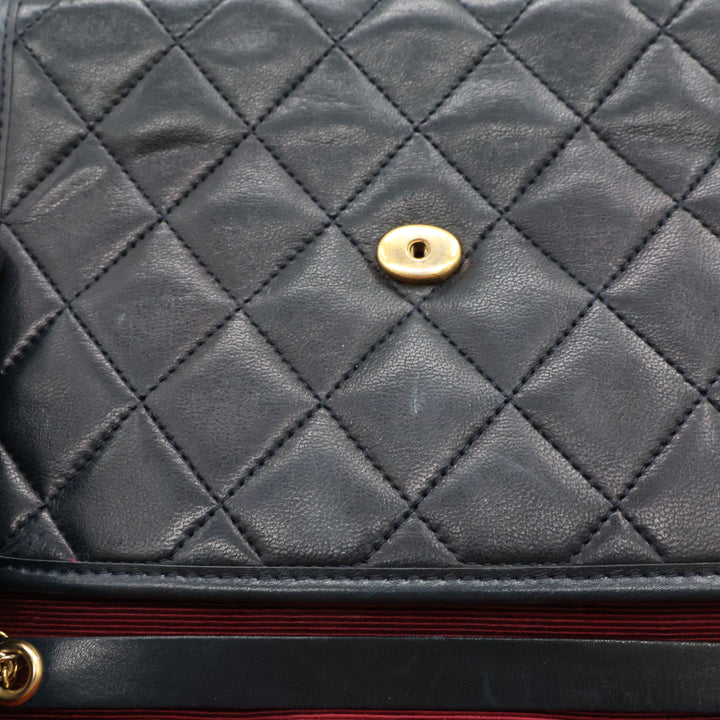 Chanel Navy Lambskin Vintage Mini Matelasse Handbag