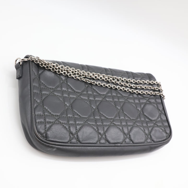 Dior Grey Quilted Wallet on Chain Pochette Bag