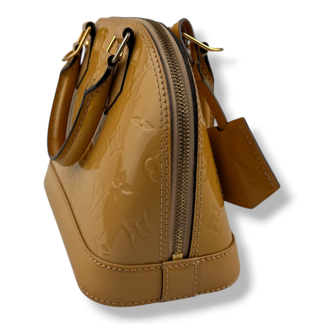 Louis Vuitton Alma BB Beige Vernis Patent Leather Monogram Handbag