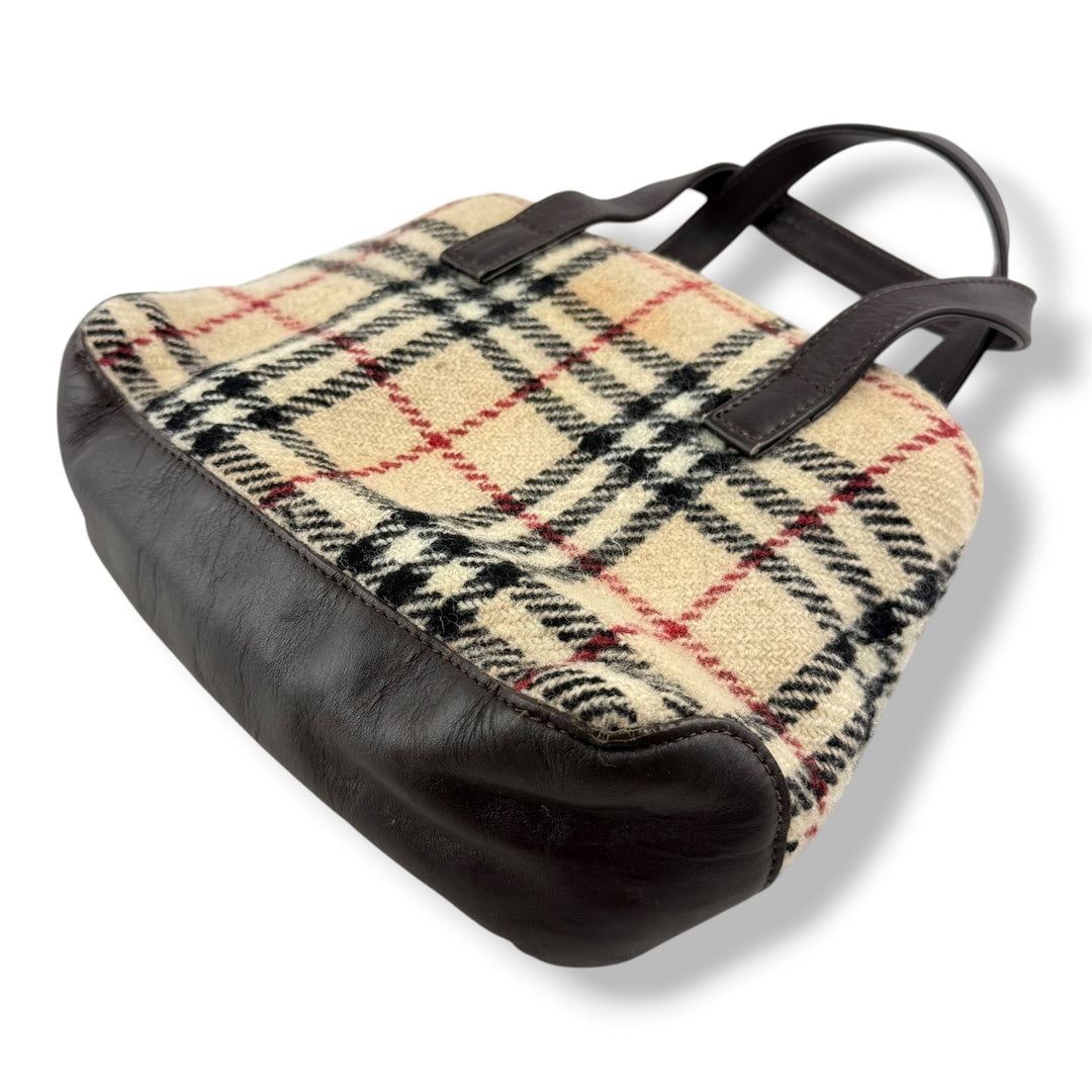 Burberry Tweed Check Tote Mini Vintage Handbag
