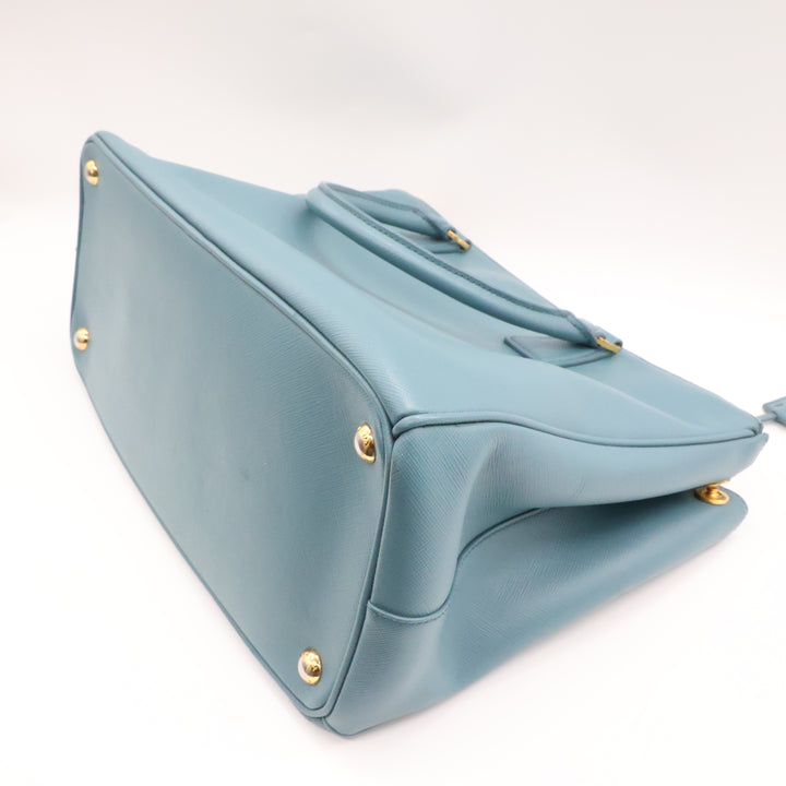 Prada Galleria Saffiano Tote  Blue Leather Handbag