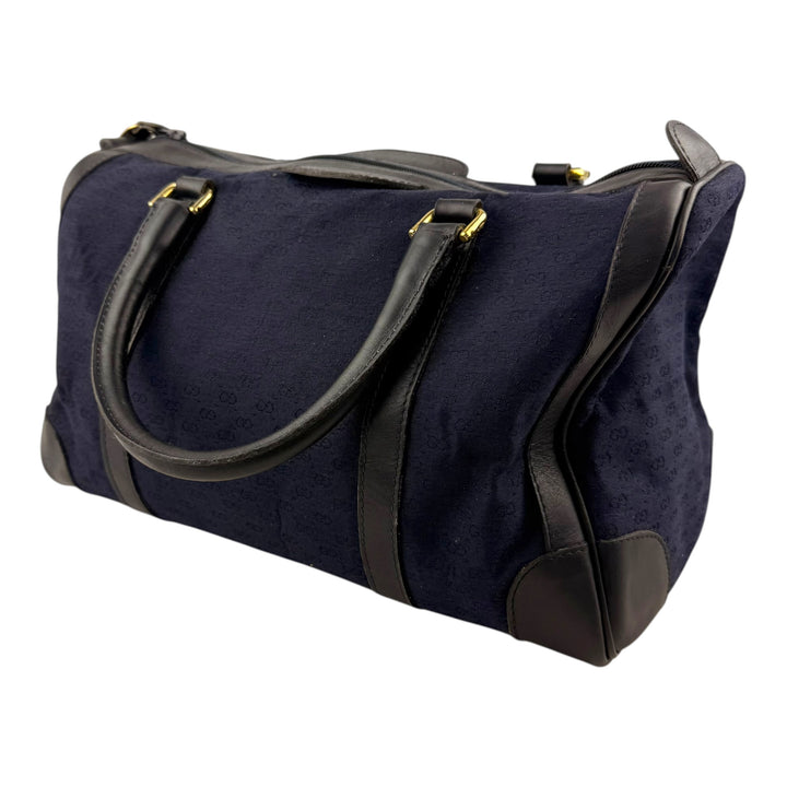 Gucci Navy GG Monogram Boston Canvas Bag