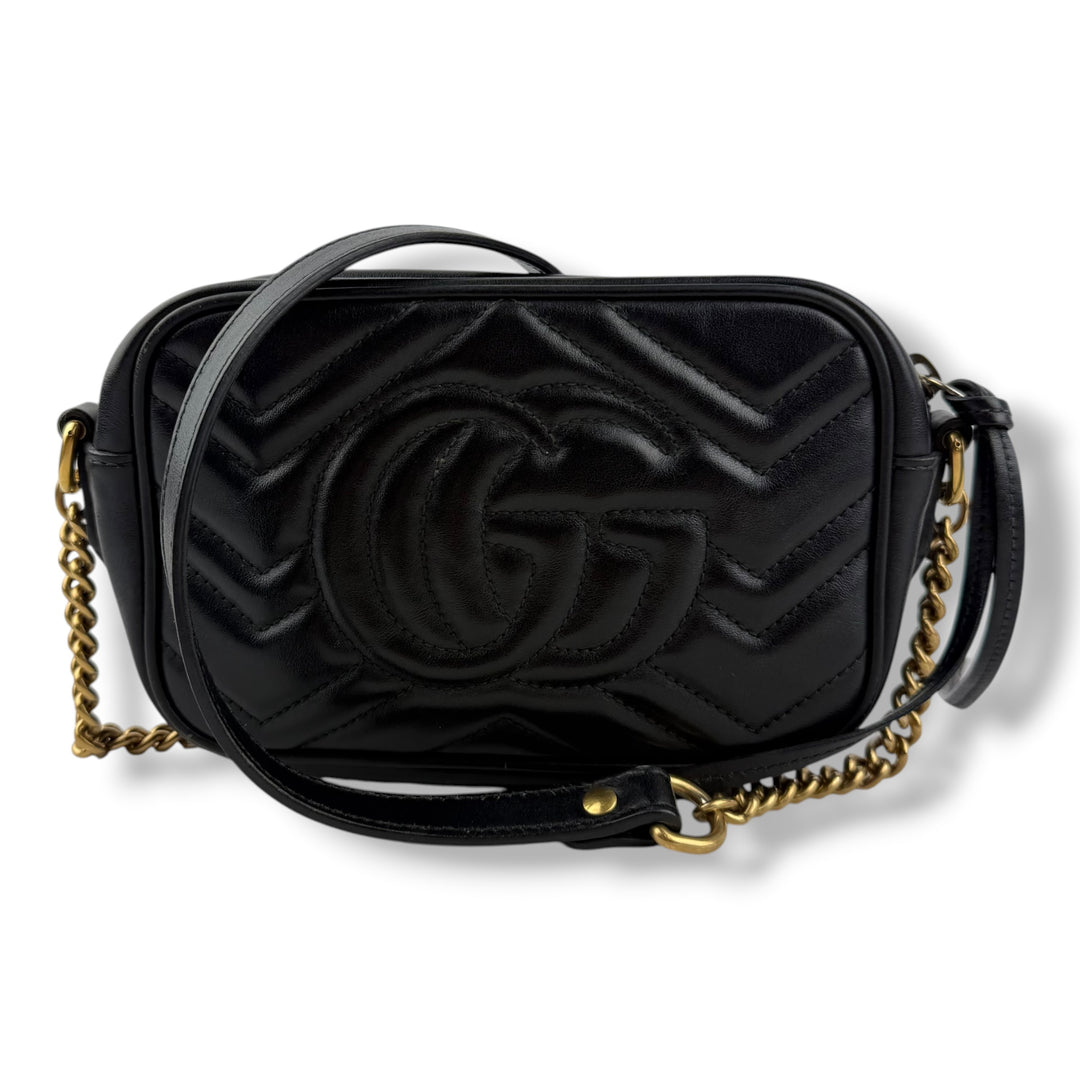 Gucci GG Black Mini Marmont Leather Handbag