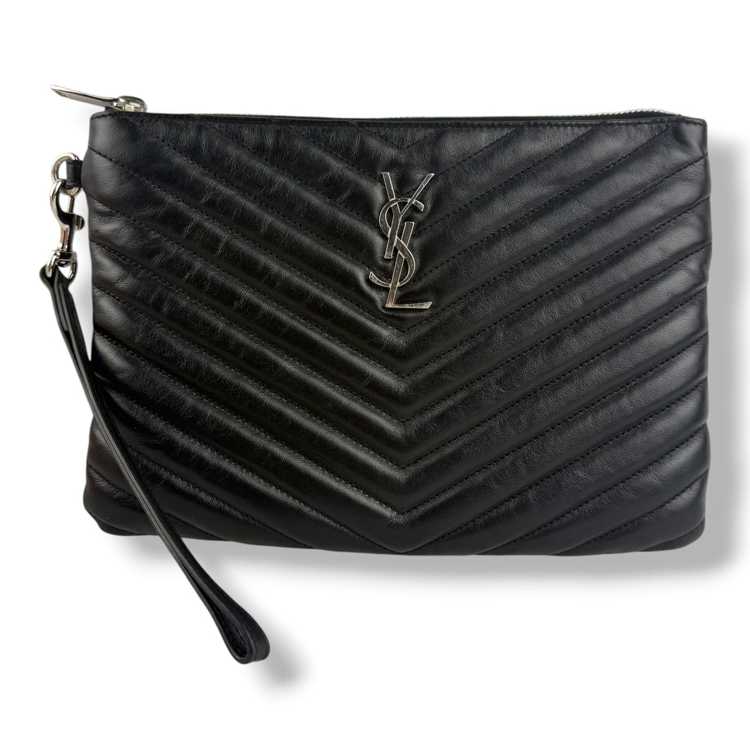 Saint Laurent Cassandre Matalesse Jolie Black Clutch Pouch