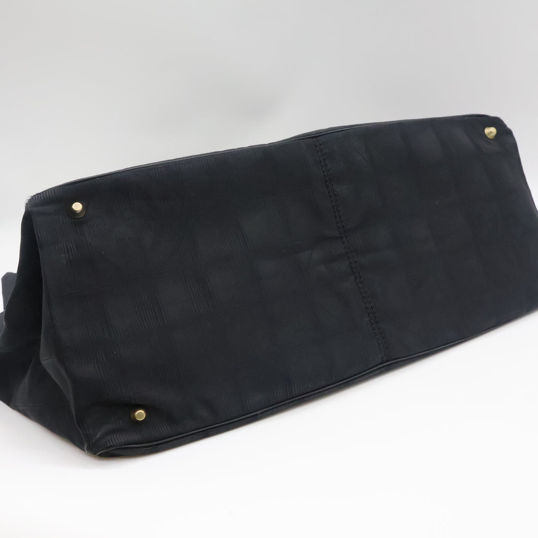 Chanel Black Travel Line Canvas Tote Handbag