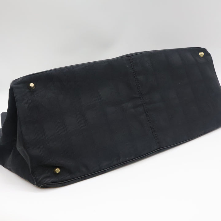 Chanel Black Travel Line Canvas Tote Handbag
