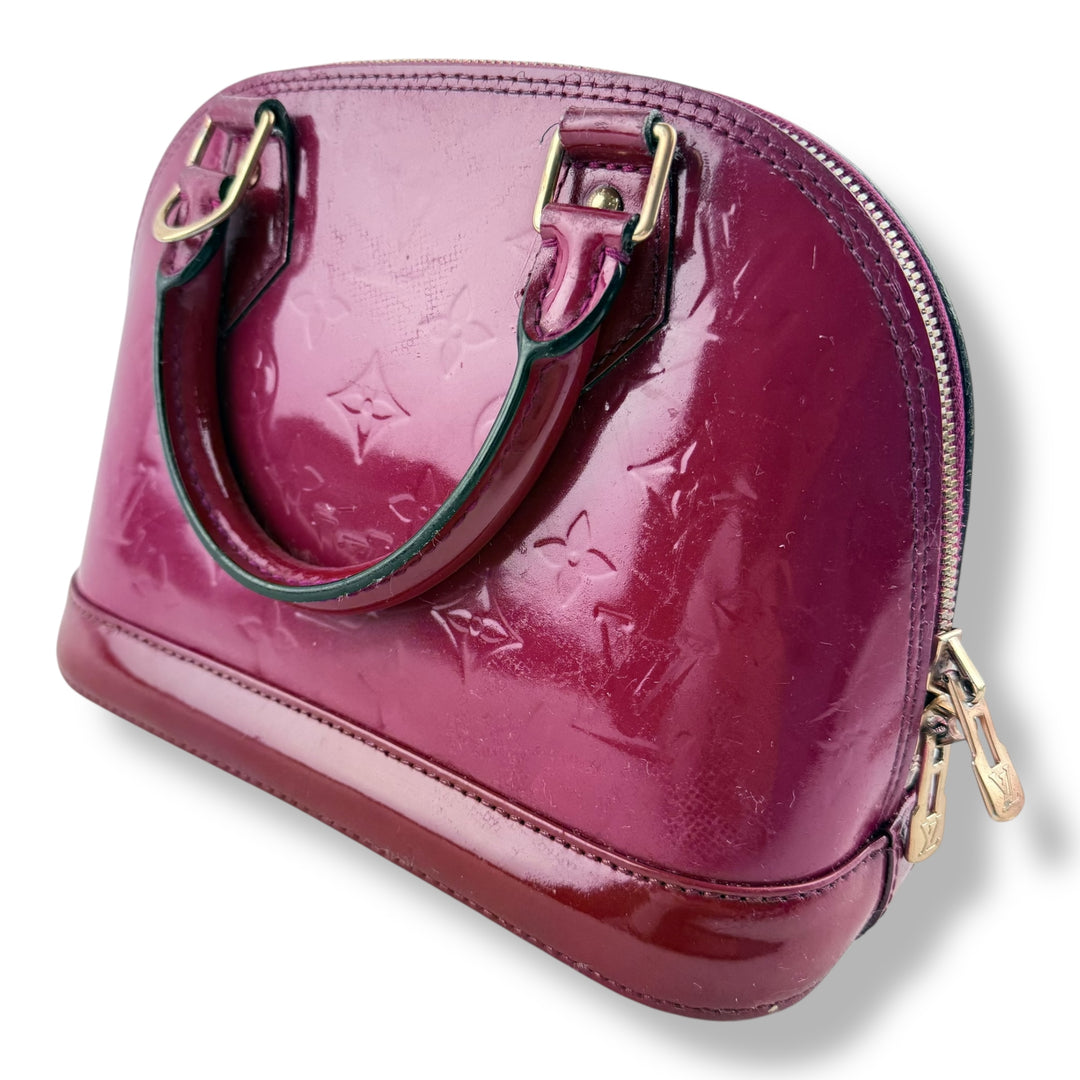 Louis Vuitton Alma BB Vernis Red Monogram Handbag