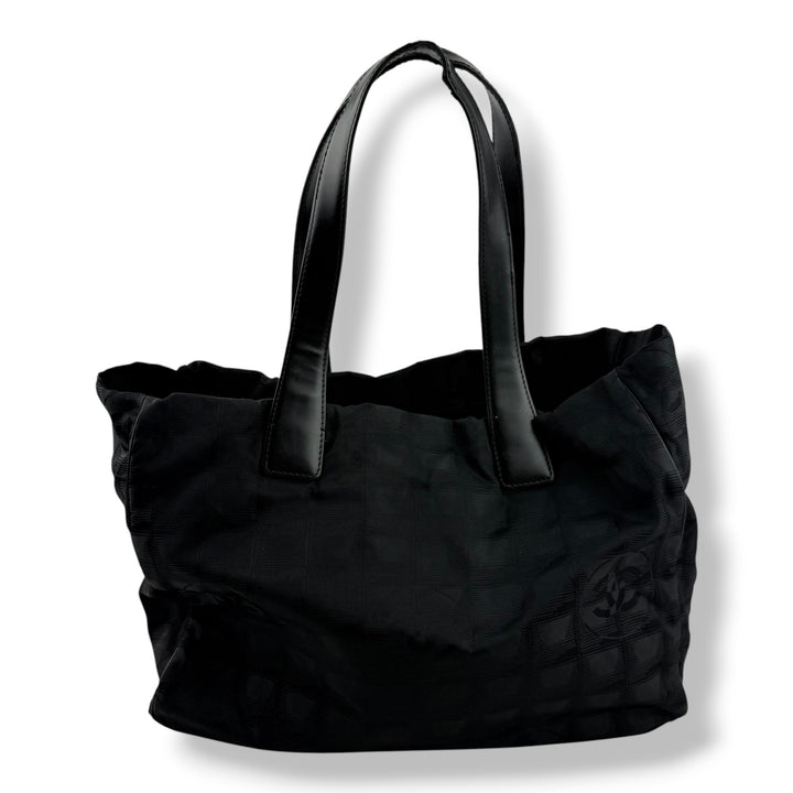 Chanel Black Travel Line Canvas Tote Handbag