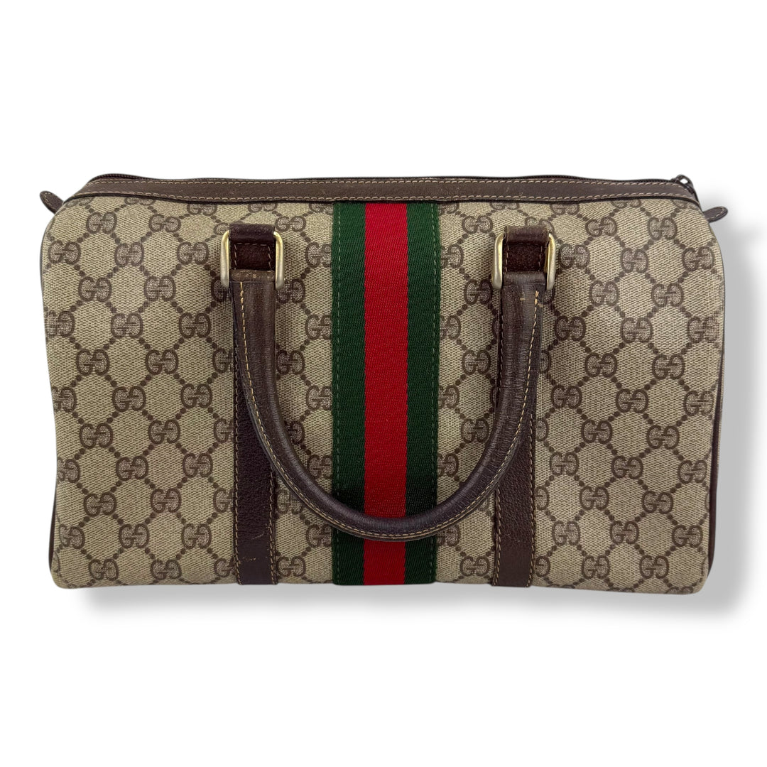 Gucci Beige GG Monogram Boston Canvas Bag