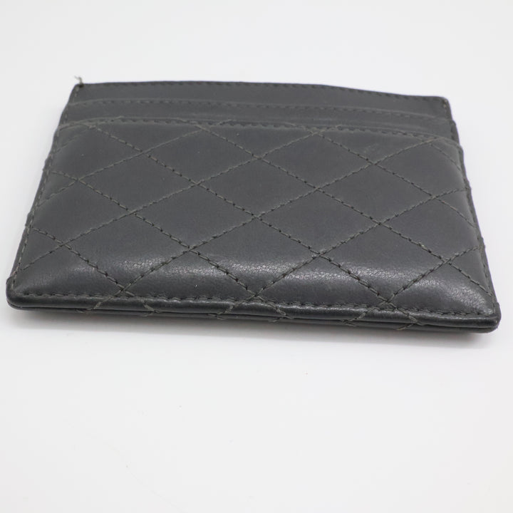 Saint Laurent YSL Cassandre Grey Quilted Leather Cardholder Purse