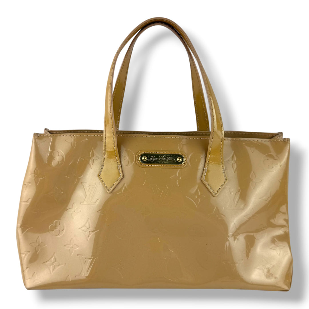 Louis Vuitton Vernis Wilshire PM Tote Bag Handbag Beige