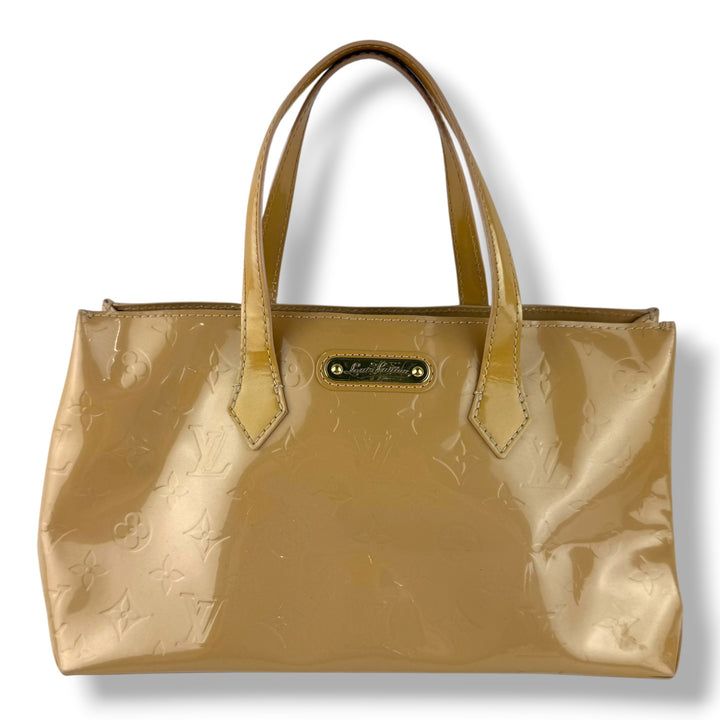 Louis Vuitton Vernis Wilshire PM Tote Bag Handbag Beige