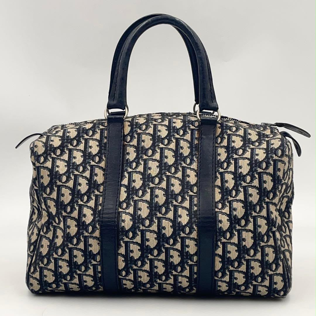 Christian Dior Boston 30 Monogram Oblique Beige/Navy Handbag