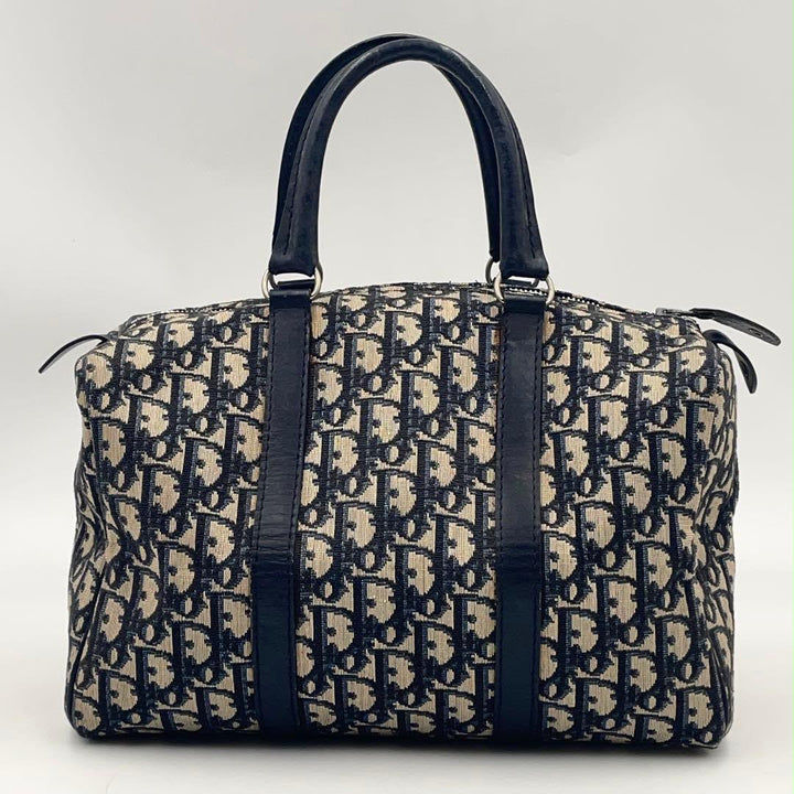 Christian Dior Boston 30 Monogram Oblique Beige/Navy Handbag