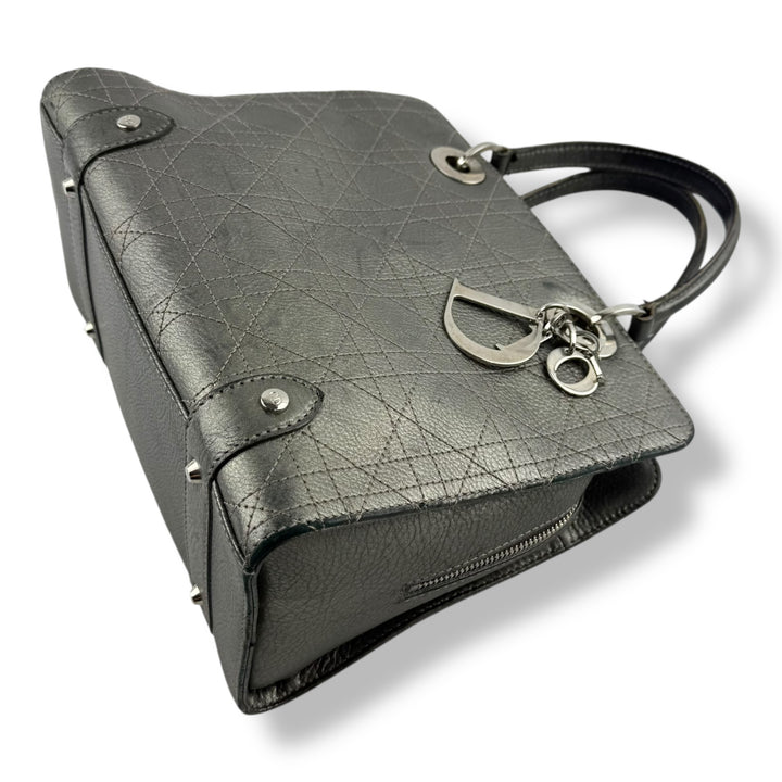 Christian Dior Cannage Grey Lady Dior Leather Handbag