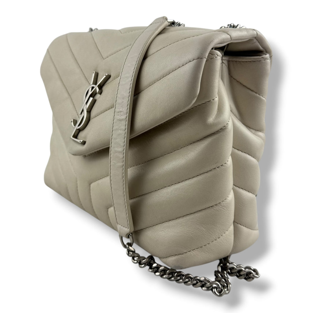 Saint Laurent YSL Cream LouLou Small Quilted Leather Handbag