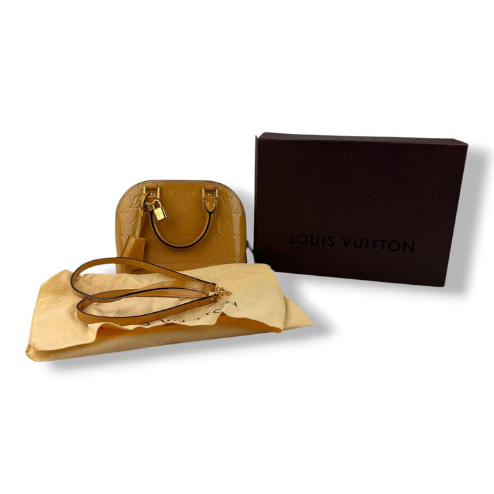 Louis Vuitton Alma BB Beige Vernis Patent Leather Monogram Handbag
