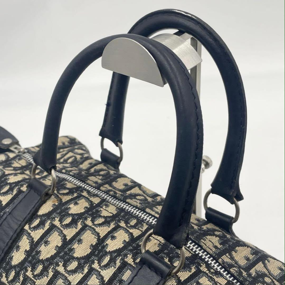 Christian Dior Boston 30 Monogram Oblique Beige/Navy Handbag